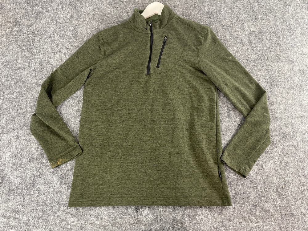 SwissTech Sweater Mens Medium Green Pullover Sweatshirt Quarter Zip N253